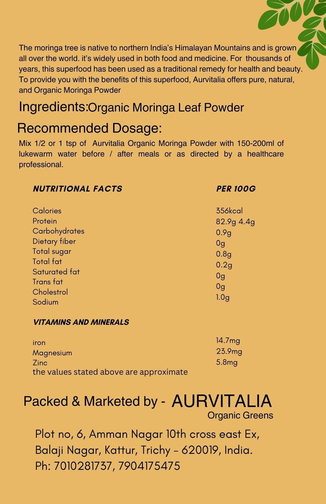 Moringa powder -100g (Premium freshness)